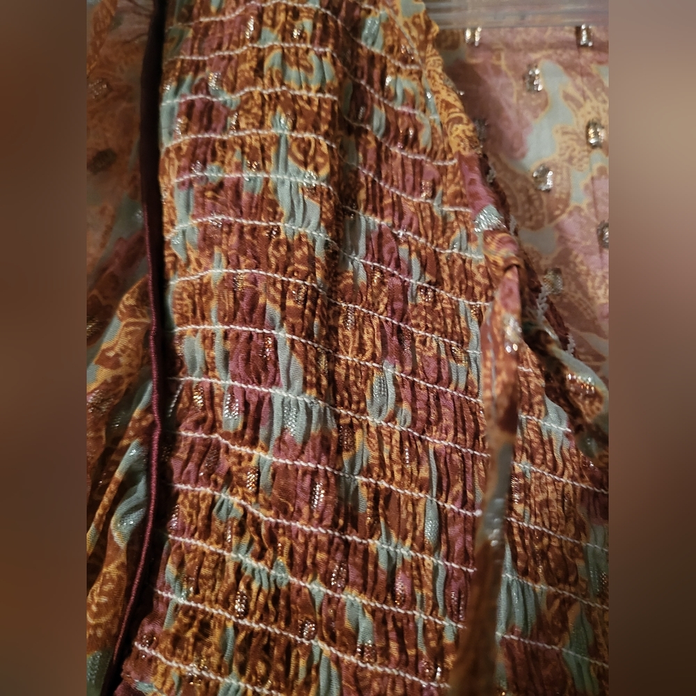 Free people Tiered Babydool Ballon Puff Orange Sheer Mini Dress Size - Picture 11 of 15